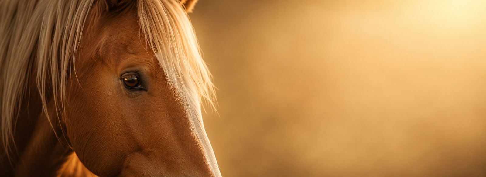 Cheval en gros plan dans une lumière dorée