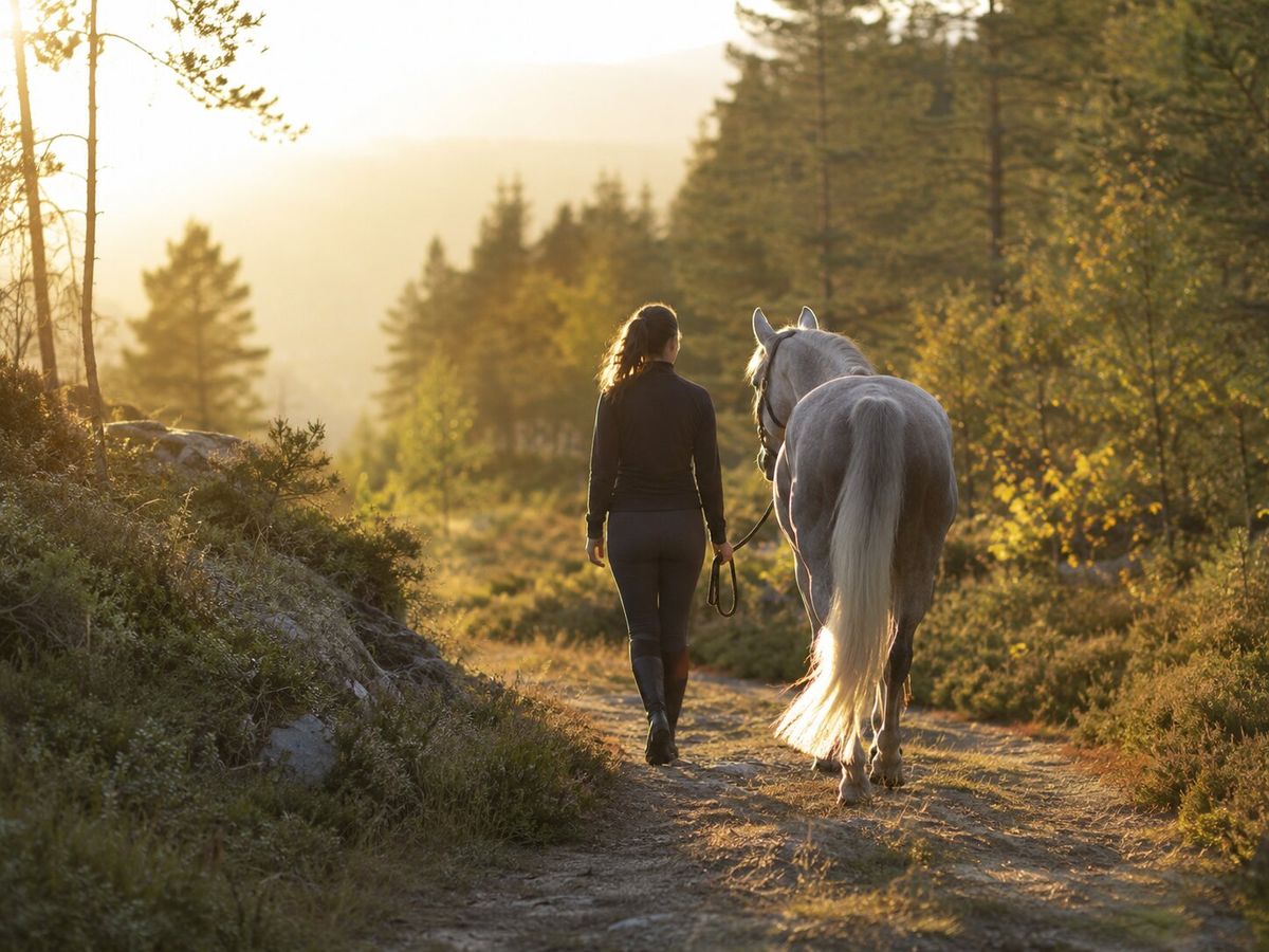 Cheval et cavalier sur un chemin naturel de Provence